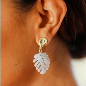 Tropical Leaf Drop Earrings